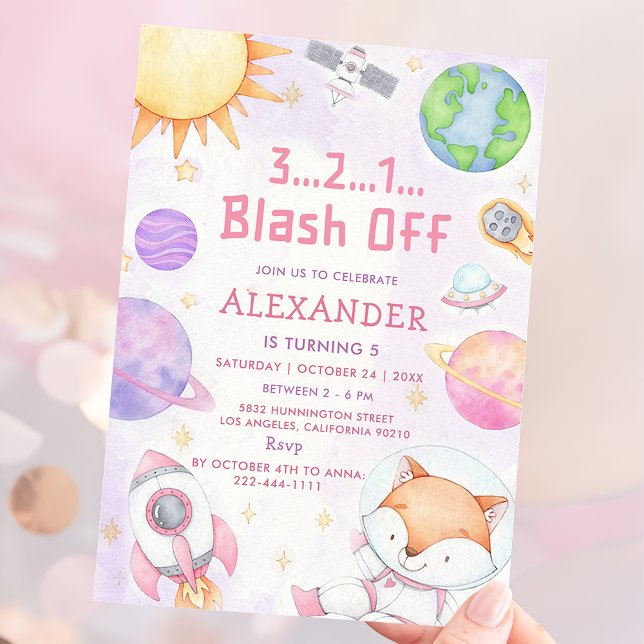 Convite Astronauta Espacial Qualquer Festa de aniversário  (Criador carregado)