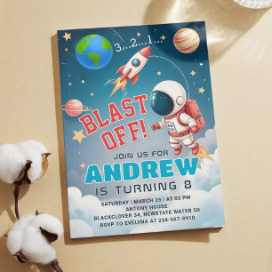 Convite Astronauta Explosão da Festa de aniversário Espaci