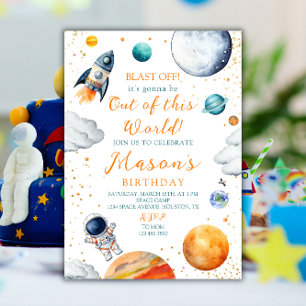 Convite Astronauta Fogueira Astronauta Exterior Aniversári