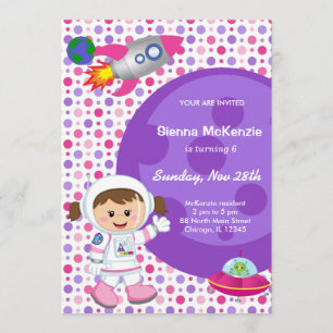 Convite Astronauta Menina Astronauta