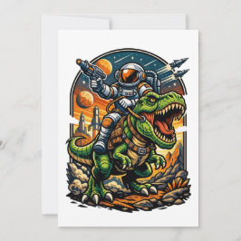 Convite Astronauta Montando um T-Rex – Dinosaur Espacial É