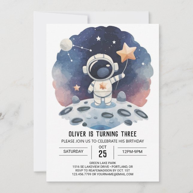 Convite Astronauta Online Galáxia Celestial Astronauta Ani (Frente)