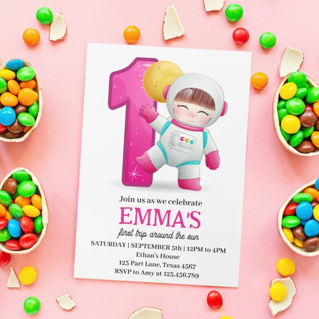 Convite Astronauta Primeira Viagem Ao Redor Do primeiro an (Criador carregado)