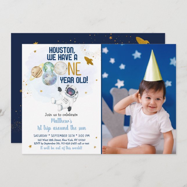 Convite Astronauta: Primeira Viagem Em Torno Do Sol Aniver (Frente/Verso)