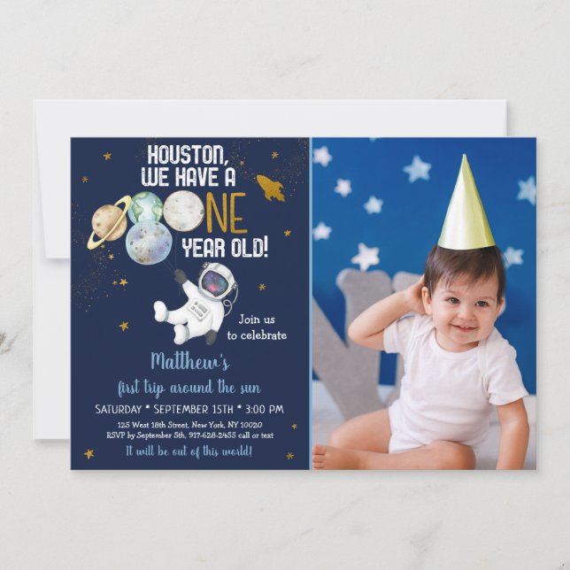 Convite Astronauta: Primeira Viagem Em Torno Do Sol Aniver (Frente)