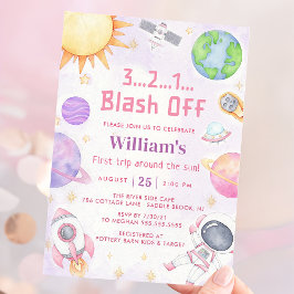 Convite Astronauta: Primeira Viagem Em Torno Do Sol Aniver