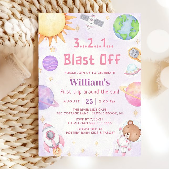 Convite Astronauta: Primeira Viagem Em Torno Do Sol Aniver (Criador carregado)
