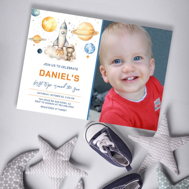 Convite Astronauta: Primeira Viagem Em Torno Do Sol Aniver (Criador carregado)