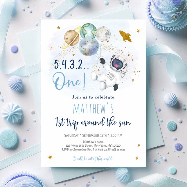 Convite Astronauta: Primeira Viagem Em Torno Do Sol Aniver (Criador carregado)