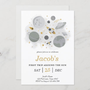 Convite Astronauta: Primeira Viagem Em Torno Do Sol Aniver