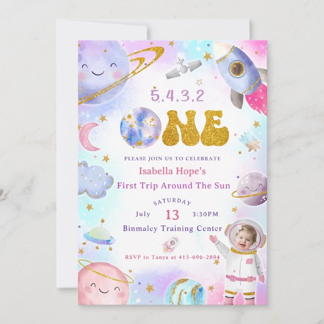 Convite Astronauta: Primeira Viagem Em Torno Do Sol Aniver (Frente)