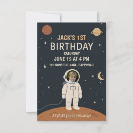 Convite Astronauta primeiro aniversario Roket Ship Birthda