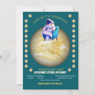 Convite Astronauta Relaxado Sentado no Planeta