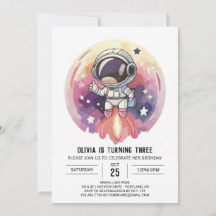 Convite Astronauta Rosa Encantada Astronauta Astronauta As