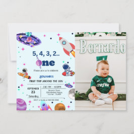 Convite Astronauta Space primeira viagem ao redor do anive