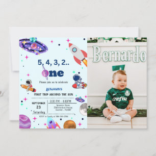 Convite Astronauta Space primeira viagem ao redor do anive