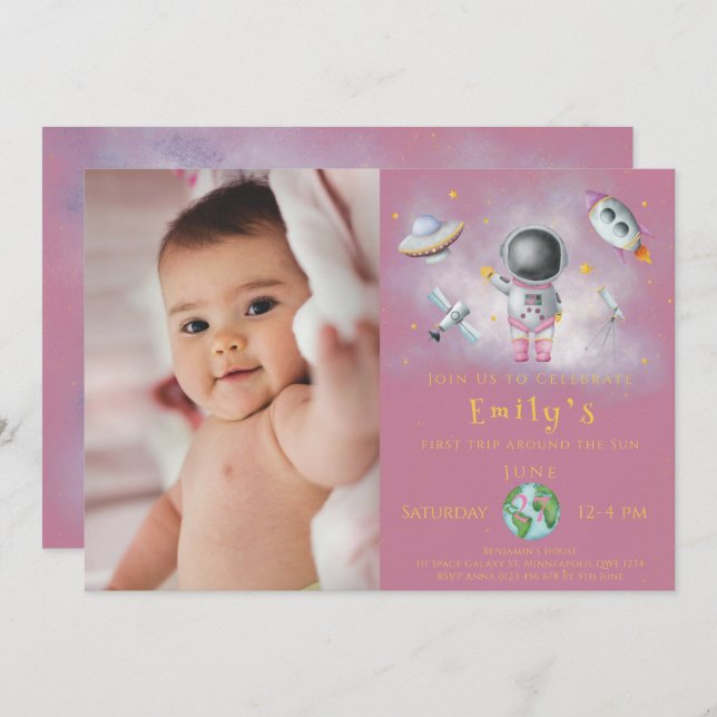 Convite Astronautas astronautas do Astronauta Partido I (Frente/Verso)