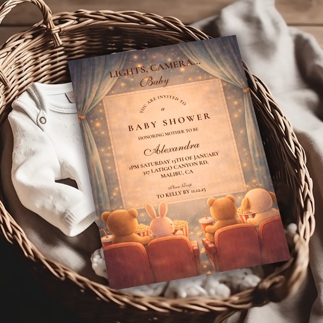 Convite At Home Movie Night Baby Shower (Criador carregado)