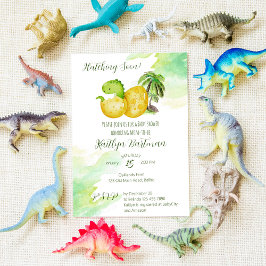 Convite Atacando em breve um dinossauro bebê verde-aquarel