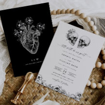 Até a Morte Crânio Gótico Escuro Casamento Floral