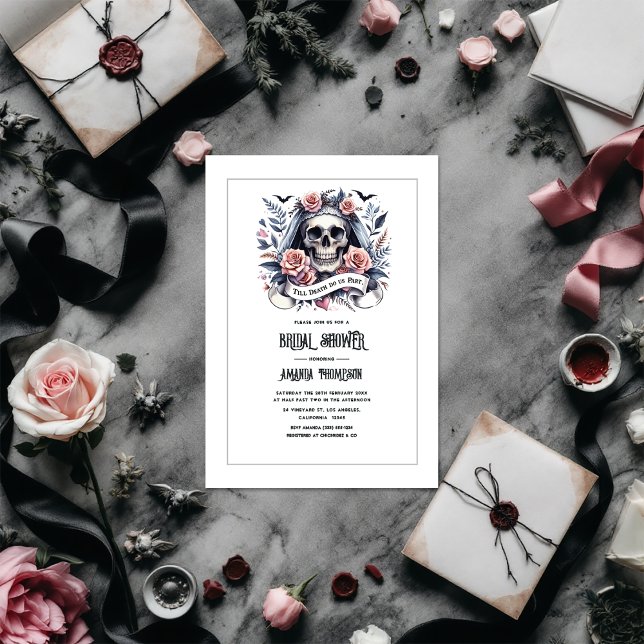 Convite "Até a morte nos separe" Chá de panela gótico ("Till Death Do Us Part" Gothic Bridal Shower Invitation)