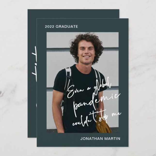 Convite Até mesmo uma Festa de formatura azul de uma foto  (Frente/Verso)