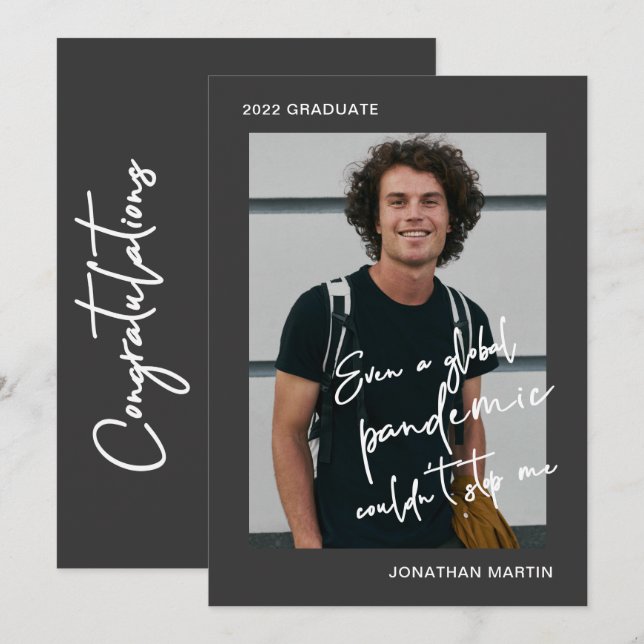 Convite Até mesmo uma Festa de formatura de Cinza fotográf (Frente/Verso)