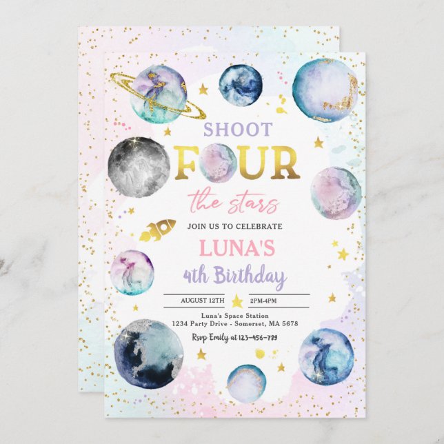 Convite Atire Em Quatro A 4ª Festa De Aniversário Do Espaç (Frente/Verso)