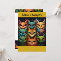 Atitude Colorida e Artística de Gato de Aniversári