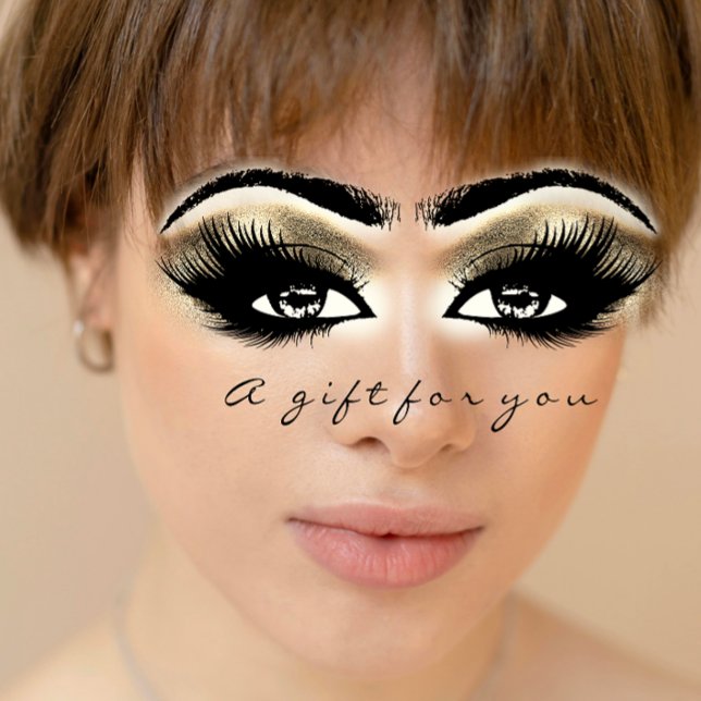 Convite Ativação da Extensão de Lash Branco Dourada do Cer (Gift Certificate Gold White Lash Extension Makeup Invitation)