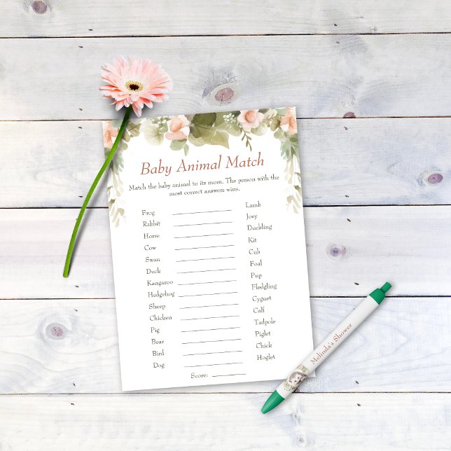 Convite Atividade de Chá de fraldas de Correspondência de  (Baby Animal Match Baby Shower activity )