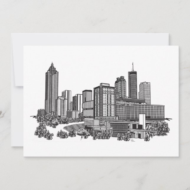 Convite Atlanta Georgia Skyline Art (Frente)