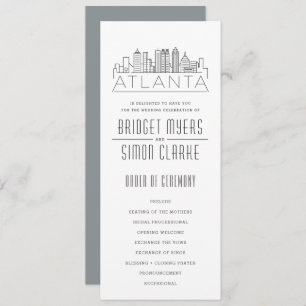 Convite Atlanta Stylized Skyline   Programa Casamento