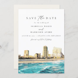 Convite ATLÂNTICA Watercolor New Jersey City Skyline