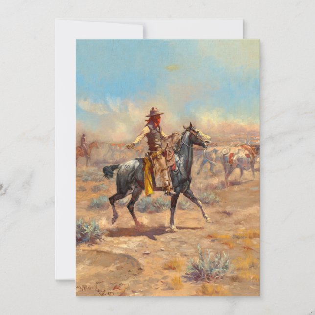 Convite Através do Alkali por Charles Marion Russell (Frente)