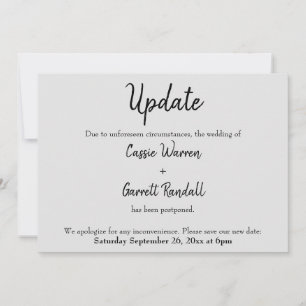 Convite "Atualização" Data de casamento Preto na Cinza