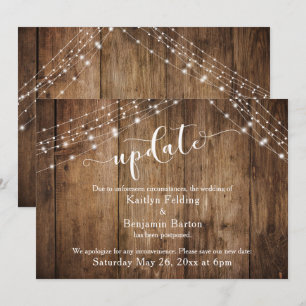 Convite Atualização de Casamento Adiado, Madeira Rústica e