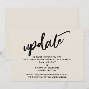 Convite Atualização de Casamento Cancelado Escrita à Mão e