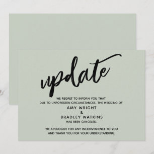 Convite Atualização de Casamento Cancelado Escrito à Mão n