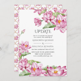 Convite Atualização de Casamento de Watercolor Lotus Flowe