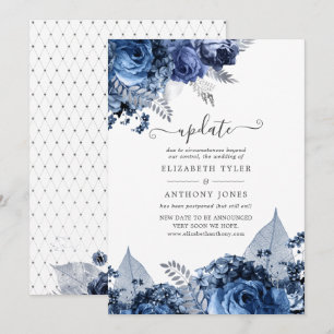 Convite Atualização de casamento em azul-marinho e branco