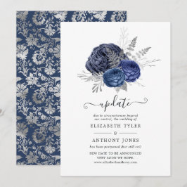 Convite Atualização de casamento floral naval e prateado