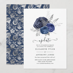 Convite Atualização de casamento floral naval e prateado