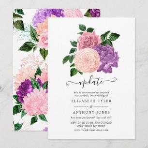Convite Atualização de casamento floral rosa pêssego e lav