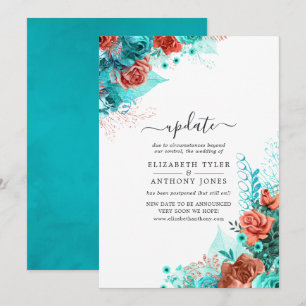 Convite Atualização de casamento floral rústico em turques