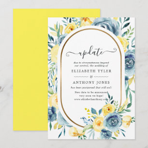Convite Atualização de Casamento Floral Turquesa e Amarelo