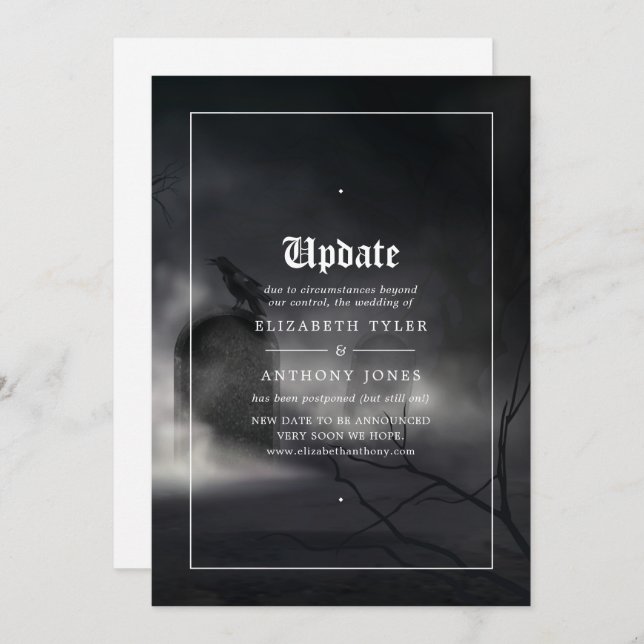 Convite Atualização de Casamento Gótico do Halloween (Frente/Verso)