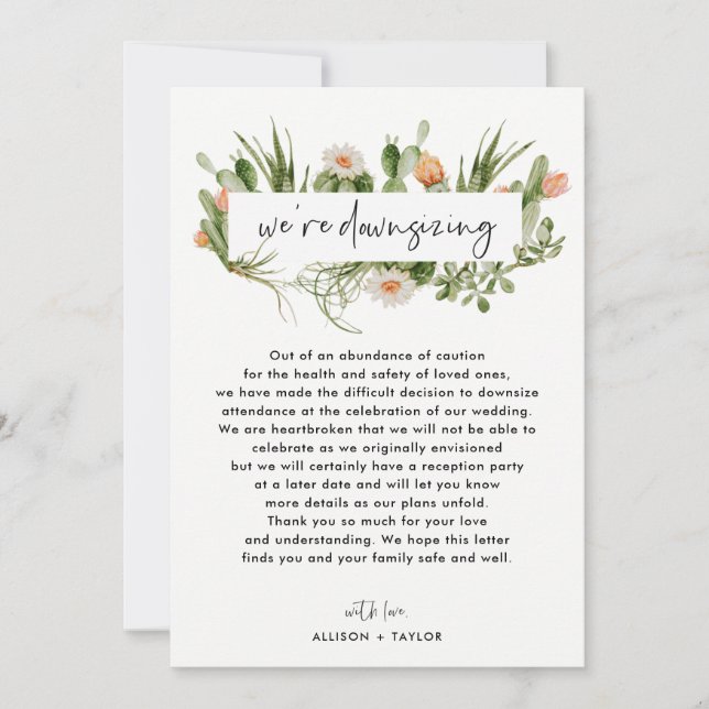 Convite Atualização de casamento menor Cacto de Aquarela R (Frente)