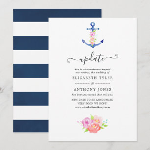 Convite Atualização de Casamento Náutico em Aquarela