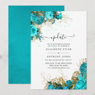 Convite Atualização de casamento shabby vintage turquesa e